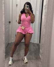 SC Solid Color Sleeveless Zipper Romper TR-1330