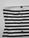SC Stripe Wrap Chest Slim Long Dress YH-5366