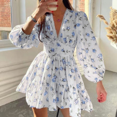 SC Plus Size V Neck Floral Print V Neck Midi DressGMAN-8536