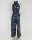 SC Plus Size Print Sleeveless Loose Jumpsuit GMAN-9120