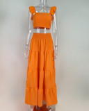 SC Plus Size Solid Color Sleeveless Two Piece Skirts Set GMAN-8114