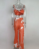SC Plus Size Print Sling Tops And Wide Leg Pants Suit GMAN-8258