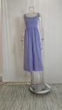 SC Plus Size Solid Color Sling Big Swing Maxi Dress GMAN-24330