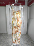 SC Plus Size Print Sexy Sling Midi Dress GMAN-21033