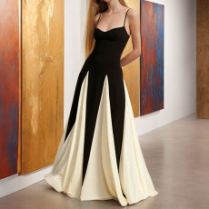 SC Plus Size Sling Color Block Big Swing Maxi Dress GMAN-28457