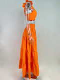 SC Plus Size Solid Color Sleeveless Two Piece Skirts Set GMAN-8114
