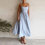 SC Plus Size Solid Color Sling Big Swing Maxi Dress GMAN-24330