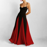 SC Plus Size Sling Color Block Big Swing Maxi Dress GMAN-28457