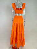 SC Plus Size Solid Color Sleeveless Two Piece Skirts Set GMAN-8114