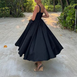 SC Plus Size Solid Color Sleeveless Big Swing Maxi Dress GMAN-28183