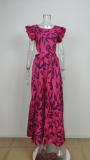 SC Plus Size O Neck Ruffles Sleeve Maxi Dress  GMAN-24329