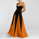SC Plus Size Sling Color Block Big Swing Maxi Dress GMAN-28457