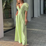 SC Plus Size Short Sleeve V Neck Loose Jumpsuit GMAN-22152