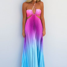 SC Plus Size Sexy Hollow Out Halterneck Maxi Dress GMAN-29040