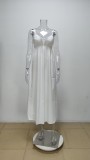 SC Plus Size V Neck Sling Backless Maxi Dress GMAN-28351