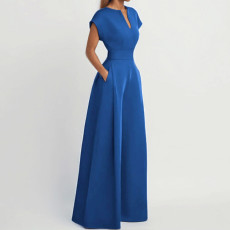 SC Plus Size Short Sleeve Solid Color Loose Jumpsuit GMAN-28803