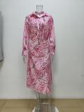 SC Plus Size Print Lapel Shirt Long Skirts 2 Piece Set GMAN-28523