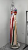 SC Plus Size Colorful Print Off Shoulder Tube Tops Dress GMAN-29026