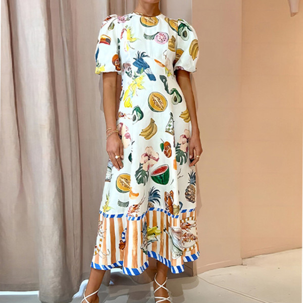 SC Plus Size Print Short Sleeve Maxi Dress GMAN-24585