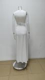 SC Plus Size Solid Color V Neck Hollow Out Maxi Dress GMAN-28175