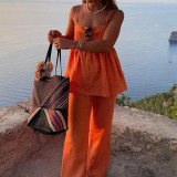 SC Plus Size Solid Color Loose Two Piece Pants Set GMAN-28635