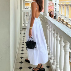 SC Plus Size V Neck Sling Backless Maxi Dress GMAN-28351