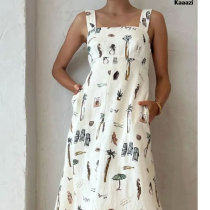 SC Plus Size Bow Tie Printed Backless Halter Maxi Dress GMAN-25105