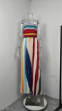SC Plus Size Colorful Print Off Shoulder Tube Tops Dress GMAN-29026
