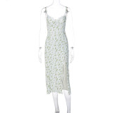 SC Floral Print Split Halter Maxi Dress GLAG-D269179G