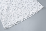 SC Deep V Neck Solid Color Lace Tops GLAG-T3C15100G