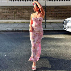 SC Sexy Print Halterneck Maxi Dress GLAG-D4315842G
