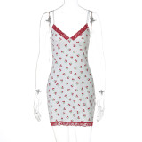 SC Print Patchwork Lace Sling Mini Dress GLAG-D5418791F