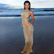 SC Sexy Backless See Through Split Maxi Dress GLAG-D4516444G