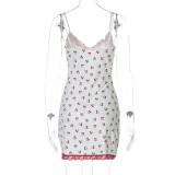 SC Print Patchwork Lace Sling Mini Dress GLAG-D5418791F