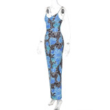 SC Print Slim Backless Sling Maxi Dress GLAG-D4817226G