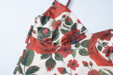 SC Sexy Print V Neck Sling Tops Long Skrits Suit  GLAG-S4516371G