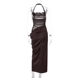 SC Mesh Patchwork Backless Maxi Dress GLAG-D4B17938G