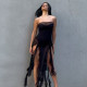 SC Solid Color Irregular Split Tassel Jumpsuit GYME-K25K65868