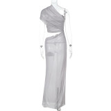 SC Sexy Mesh Slash Shoulder Maxi Dress FL-ZX25009PFO