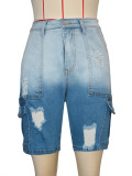 SC Gradient Color Ripped Denim Midi Pants SH-391371