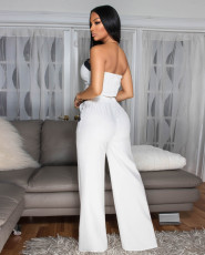 SC Color Block Wrap Chest Tops Loose Pants 2 Piece Set ZSD-0747