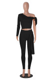 SC Single Shoulder Long Sleeve Tie Up Two Piece Pants Set MZ-2904