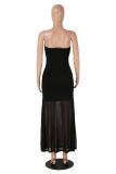 SC Off Shoulder Solid Color Mesh Maxi Dress MZ-0470