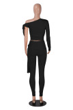 SC Single Shoulder Long Sleeve Tie Up Two Piece Pants Set MZ-2904
