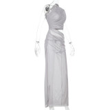 SC Sexy Mesh Slash Shoulder Maxi Dress FL-ZX25009PFO