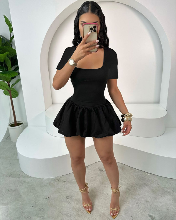 SC Short Sleeve Square Neck Mini Dress LSD-2431