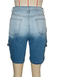 SC Gradient Color Ripped Denim Midi Pants SH-391371