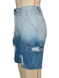 SC Gradient Color Ripped Denim Midi Pants SH-391371
