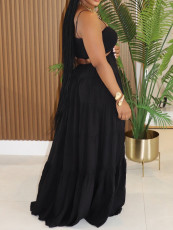 SC Solid Color Sling Big Swing Maxi Dress AIL-320