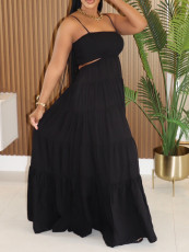 SC Solid Color Sling Big Swing Maxi Dress AIL-320
